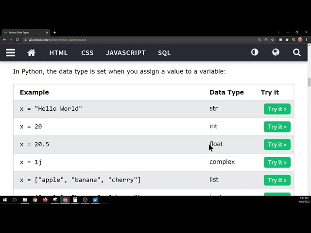 W3schools Python   Data Types - Part 1