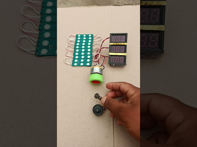 Ten Strip light & Three Voltmeter Powering Using Dron Coreles Generator • Dc motar #dcmotor #shorts