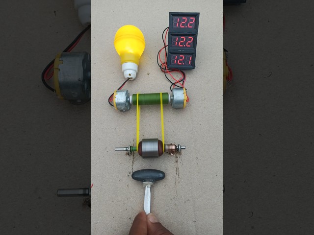 “Armature Generator Experiment: Producing Electricity to Power a LED Bulb & Measure 11.8V Output”