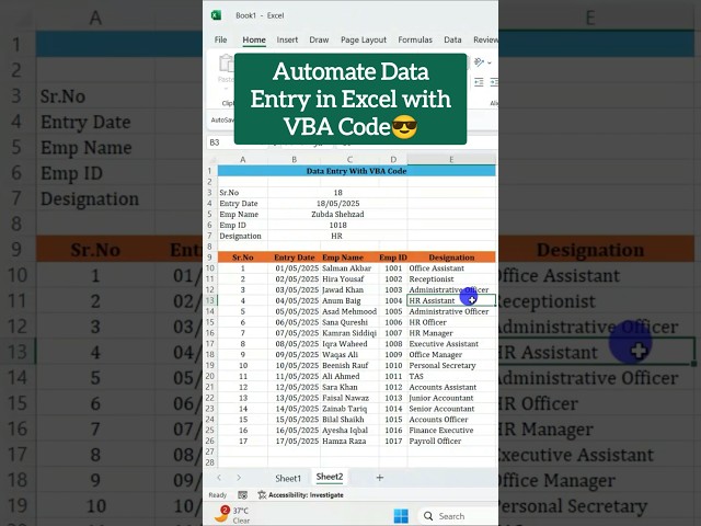 Do Data entry by using Macros in Excel #macros #vba #excel
