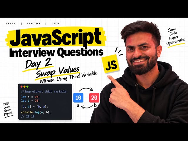 #2 Swap Values Without Using a Third Variable | JavaScript Interview Questions | Abbyshek Sharma