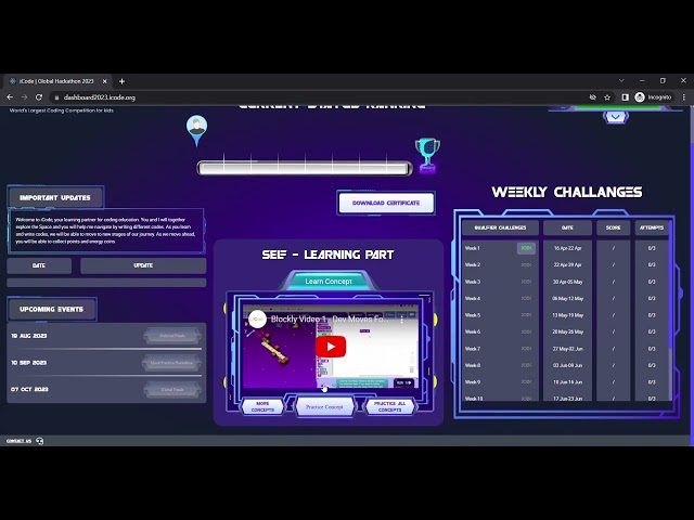 ICode Global Hackathon 2023 - Student Dashboard Login Instructions