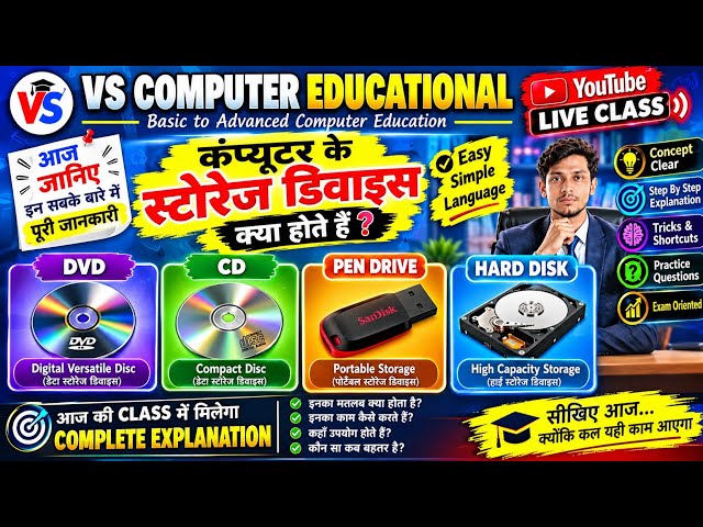 CD vs DVD vs Pen Drive vs Hard Disk 🤯 | कौन क्या है और कैसे काम करता है? | Computer Class