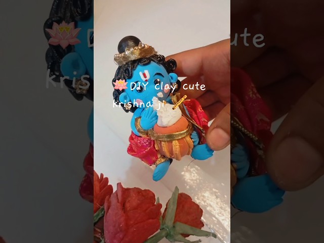 DIY clay cute krishna ji 🪈 janamashtami special 🪷#shorts #trending #viral #reels #krishna