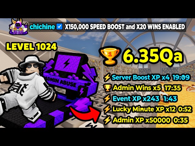 CRAZIEST Admin Abuse is BACK and i got LEVEL 950 and FARMED 6.35Qa WINS in +1 Speed Keyboard Escape!