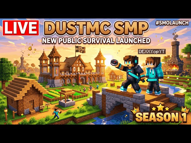 🔴 JOIN MY NEW MINECRAFT SMP! | Dust MC Season 1 is LIVE 🚀 (Pe & Java)
