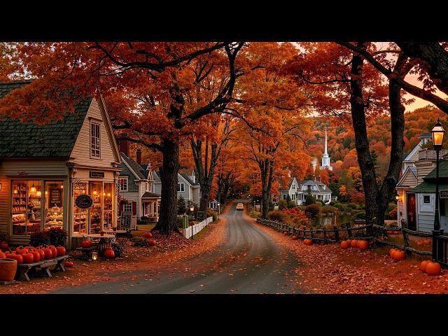 Slow Autumn Days in a Peaceful Small Town🍁Deep & Warm Jazz, Cozy Bakery & Pumpkins for Quiet Moments