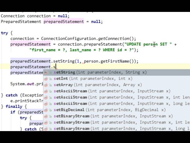 Java and JDBC tutorial #7: Update record