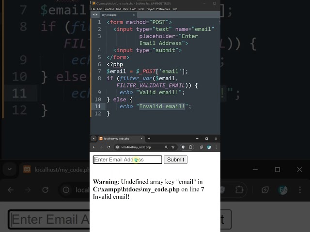 Validate Email in PHP Using filter_var() | Quick Email Validation  #phpdeveloper #php #coding