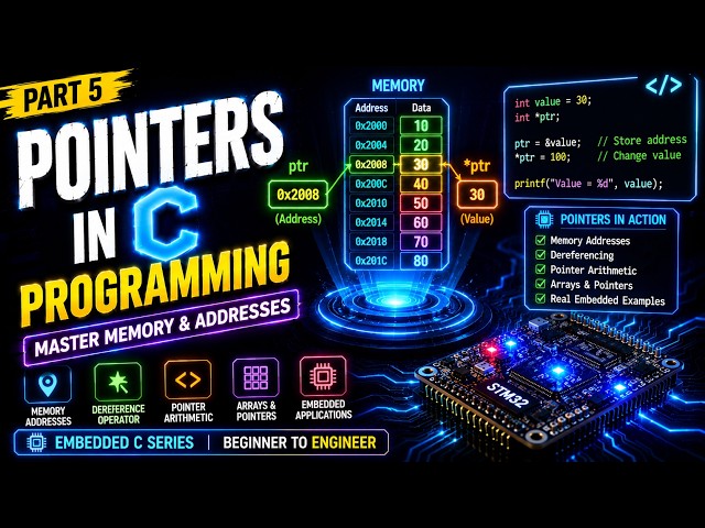 Pointers in C Programming Explained Visually | Memory & Addresses Made Easy | Embedded C #5