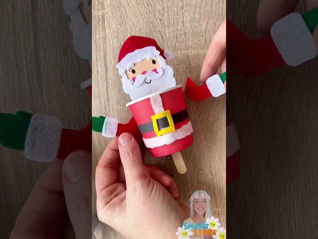 Wobbly-Head Santa Cup Puppet 🎅 Easy Christmas Craft for Kids!