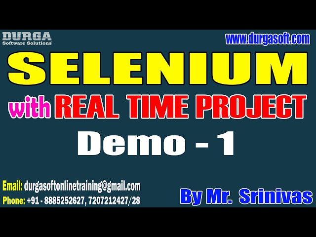 SELENIUM tutorials || Demo - 1 || by Mr. Srinivas On 03-12-2025 @8:30AM (IST)