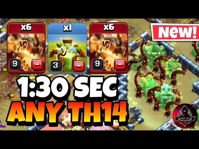 Th14 Super Dragon Attack With Overgrowth Spell | Best Th14 Attack Strategy in Clash of Clans🔥