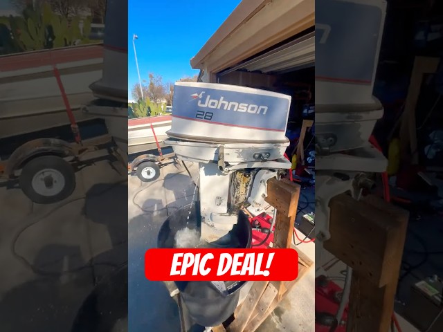 Traded vodka for a Johnson 28hp 2 stroke outboard motor #johnson#evinrude#boat