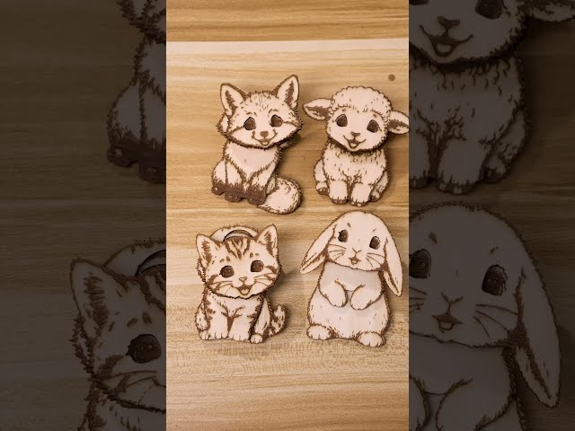 From Basswood to Fridge — Cute Animal Magnets Made with the A20 Pro V2 🧲#atomstack #laserengraver