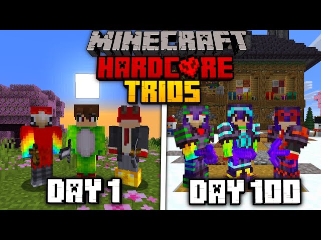 We Survived 100 Days In TRIO Hardcore Minecraft...