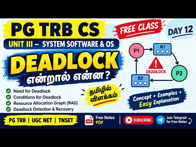 PG TRB CS Unit III Deadlock in OS | தமிழில் விளக்கம் | RAG, Coffman Conditions | Free Class