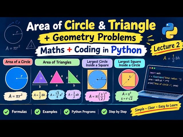 lecture 2 of finding area of a triangle with coding