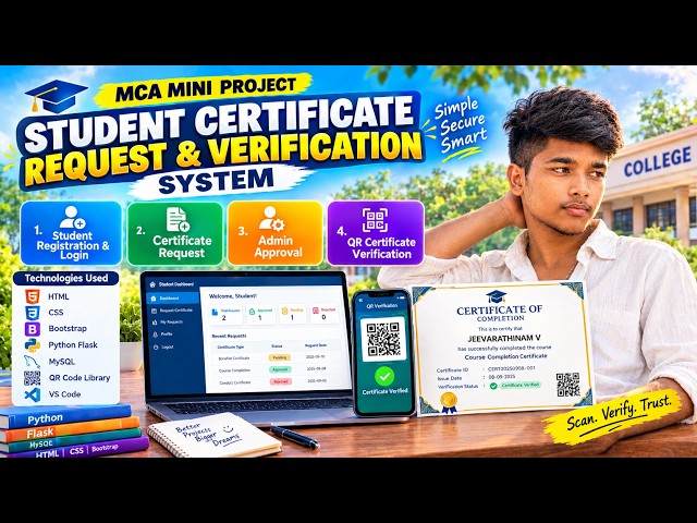 🎓 Student Certificate Request & Verification System | MCA Mini Project | Flask + MySQL | QR Code 🚀