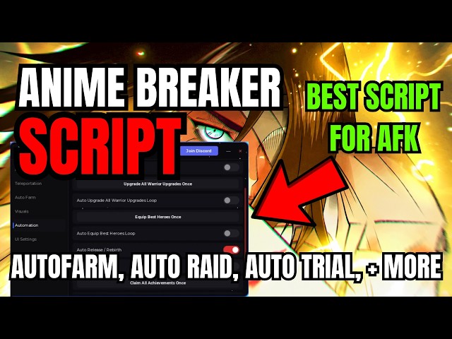 [ FREE ] Roblox Anime Breaker OP Script | Autofarm, Auto Upgrade, Auto Raid, Auto Trial, + More