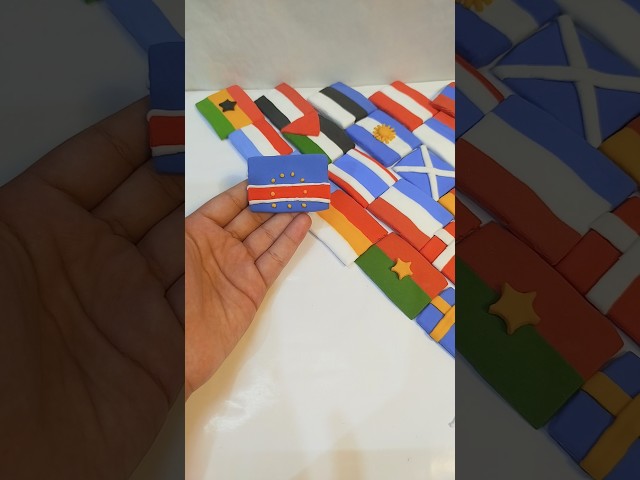 Cape Verde Flag Made with Clay! 💙✨ | Mini Flag Craft #trending #shorts