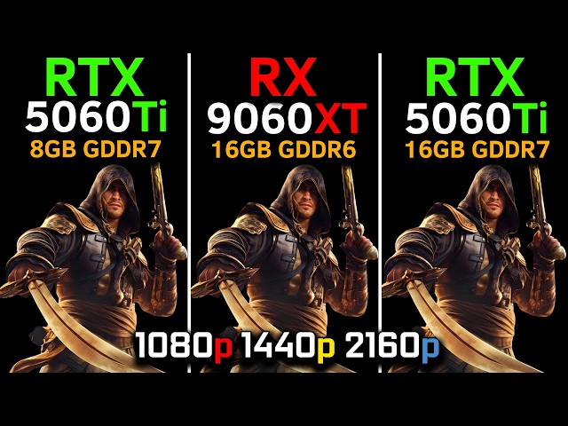 RTX 5060 Ti 8GB vs RX 9060 XT vs RTX 5060 Ti 16GB | DLSS 4 vs FSR 4.1 | 1080p, 1440p, 4K