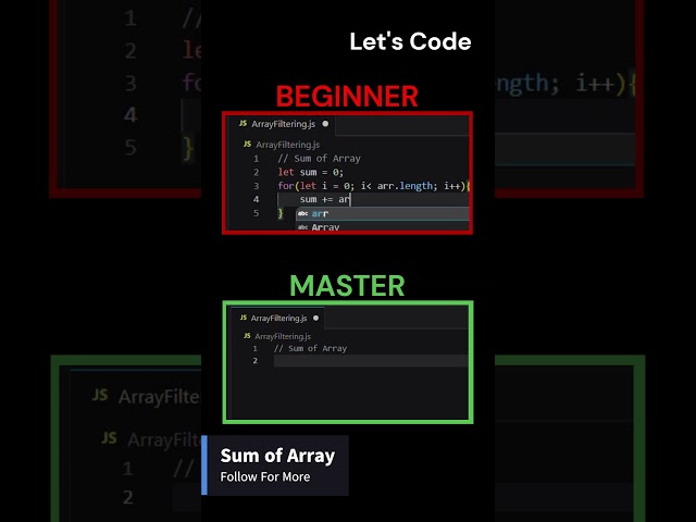 How Masters Calculate Array Sum in JS 🧠 #Shorts #Coding #JavaScript #Developer