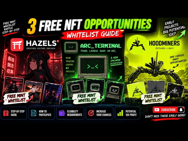 3 FREE NFT MINTS 🚨 | Hazels, ARC Terminal & Hoodminers Whitelist Guide (2026) || Inception
