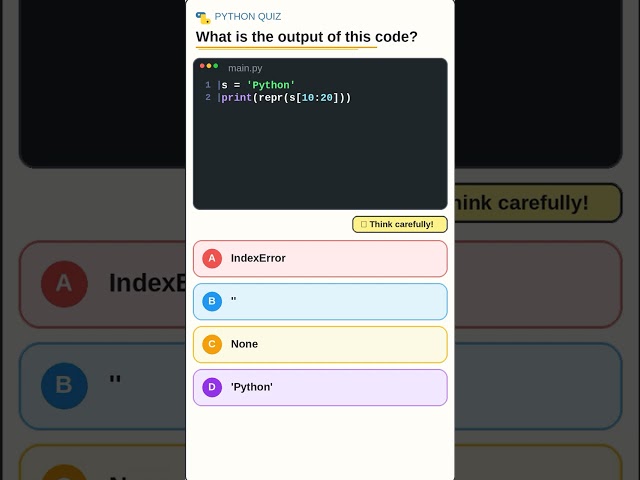 Python Quiz: String Out Of Range Slice 🐍 #Shorts #viral #python #coding #programming