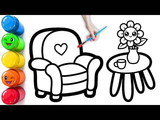 How To Draw a Colorful Armchair & Coffee Table | Easy Step By Step Tutorial