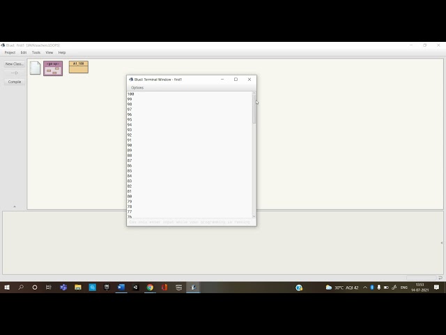 Java program to print numbers from 100 to 1 backwards