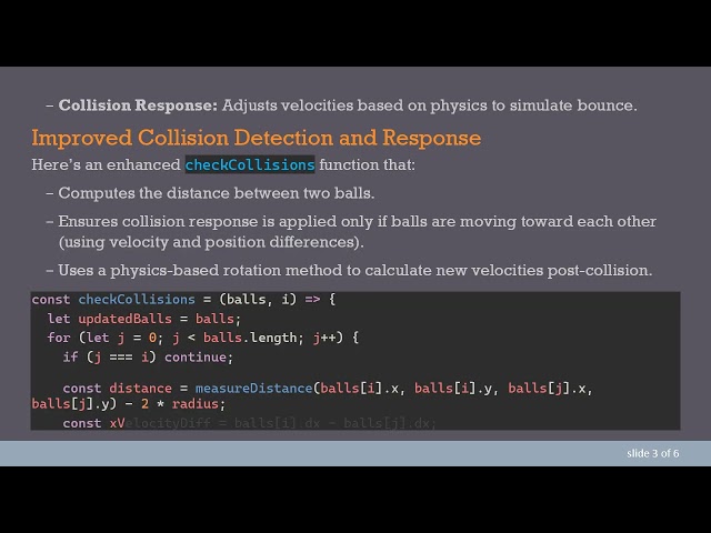 Fixing Stuck Collisions Between Balls in HTML5 Canvas Animation