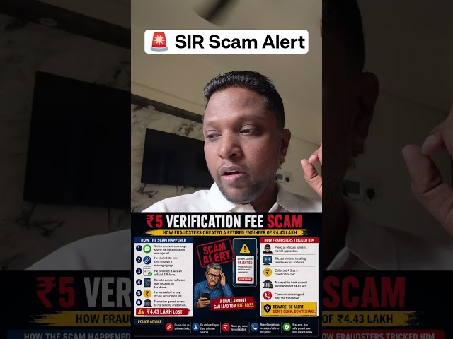 🚨 SIR Scam Alert! ₹5 Verification Ke Naam Par ₹4.43 Lakh Ka Fraud 😱 | Awareness Message