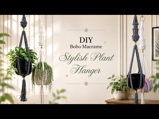 DIY Easy Macrame Plant Hanger | How to make a Modern Boho Macrame Plant Hanger  🍃🪴
