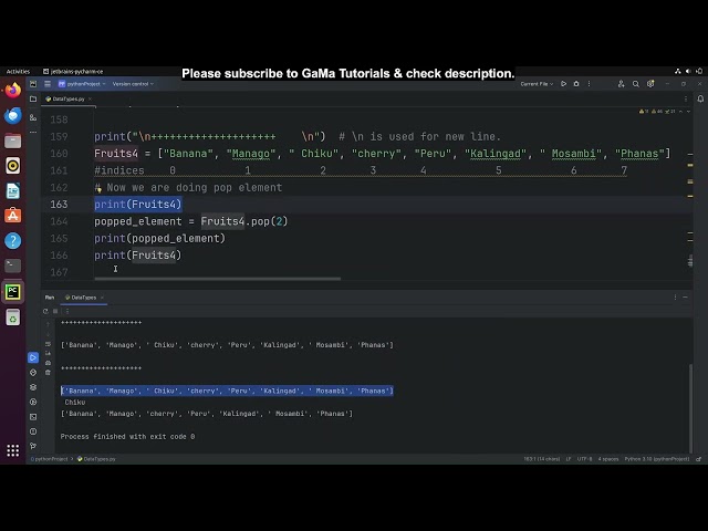 #8 remove pop sort reverse | List Operation  | Python Tutorials for Beginners | GaMa Tutorials