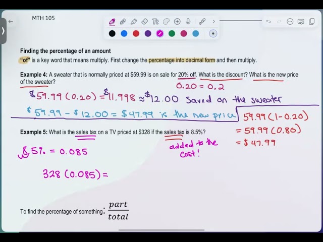 Operations with Percentages