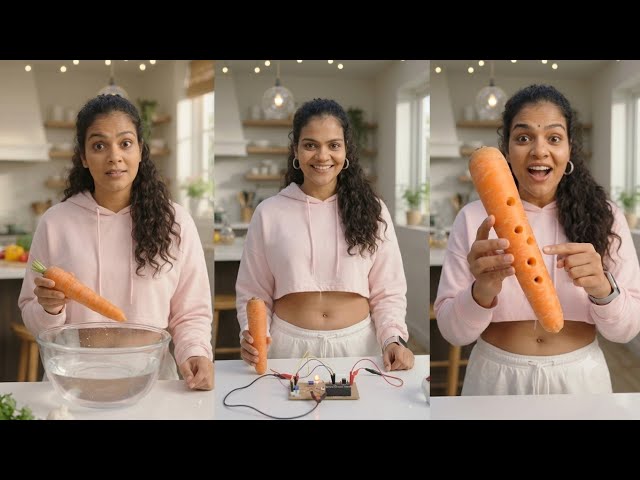Carrot Electricity Experiment, carrot electric, Carrot lightning, Making a Carrot Recorder