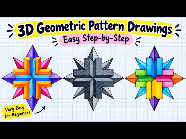 3D Geometric Pattern Drawing on Graph Paper | Easy Step-by-Step Tutorial | September Art Series 1
