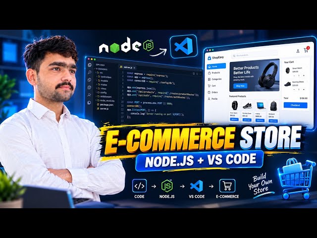  🔥 BUILD E-COMMERCEWITH NODE.JS Complete E-Commerce Website Project:💻 VS Code🟢 Node.js⚡ 🟨 JavaScript