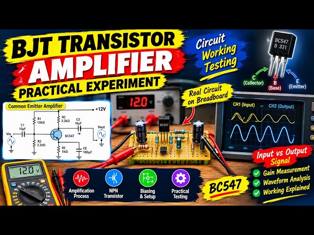 BJT Transistor Amplifier Practical Experiment | Circuit, Working & Testing
