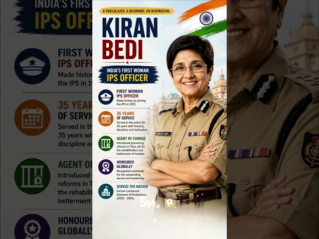 Kiran Bedi | India's First Woman IPS Officer 🇮🇳 | Biography & Facts | #Shorts