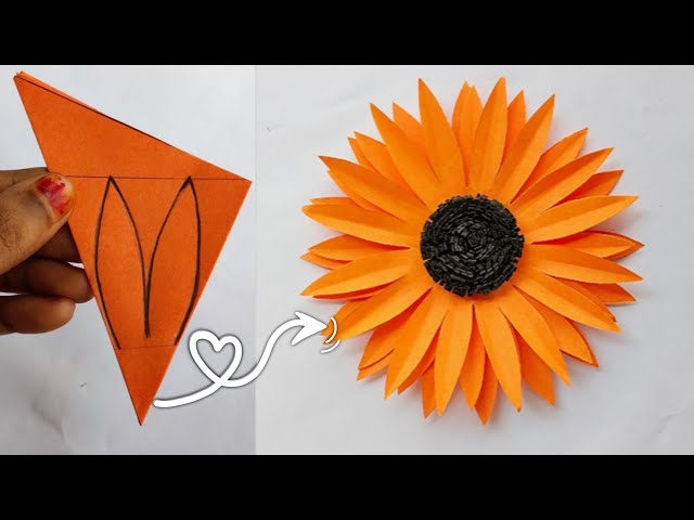 Easy Paper Sunflower Flower Making Step By Step/ Paper Flower Craft Ideas||