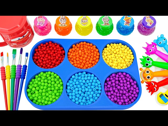 Satisfying Video l How To Make Rainbow Glitter Lollipop Sprunki with CIRCLE Slime & Red Cup ASMR