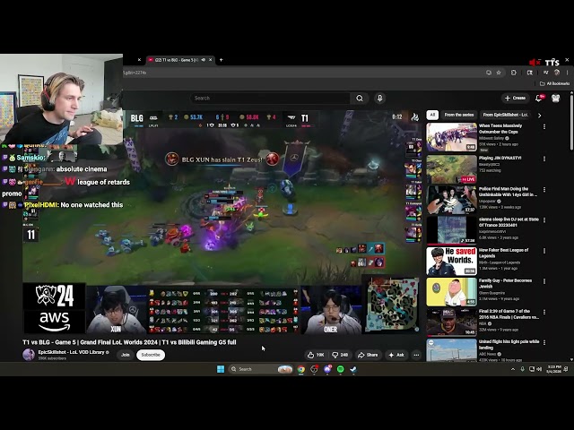 xQc Reacts to Faker's Insane Game 5 Worlds 2024 Galio Play