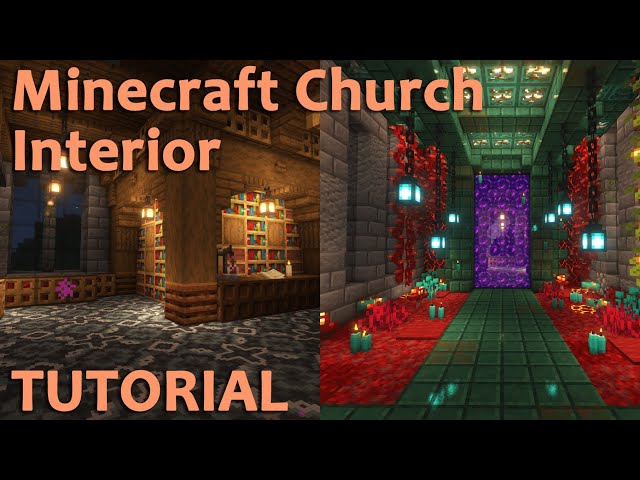 Minecraft - How to Build a Church Interior and Nether Portal [Tutorial]
