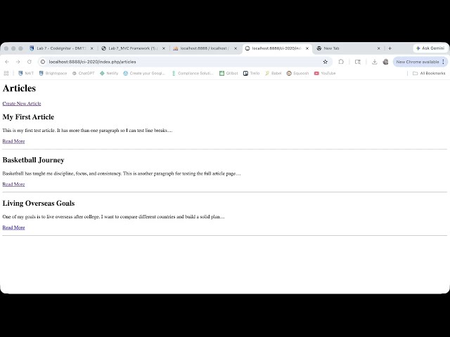 Lab 7—CodeIgniter