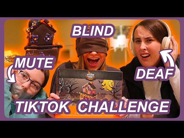 BLIND, DEAF, and MUTE CHALLENGE | building a gingerbread house...
