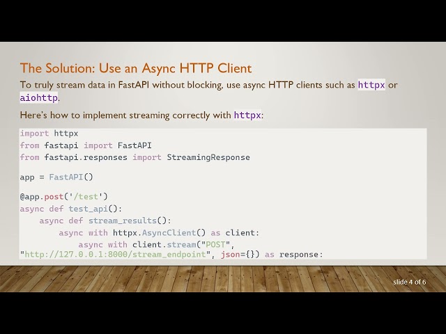 How to Properly yield Streaming Response Content in FastAPI