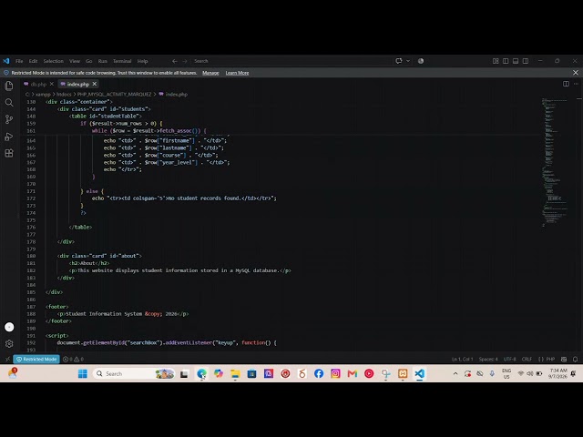 PHP-MySQL Database Connection and Simple Website Development
