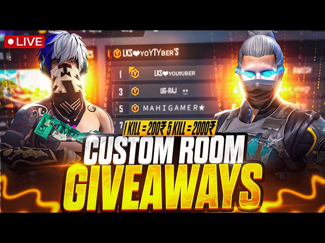 FREE FIRE LIVE CUSTOM ROOM GIVEAWAY| FF LIVE TEAM CODE GIVEAWAY | FF LIVE GIVEAWAY DJ ALOK |FF LIVE
